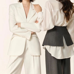 Elegant V Neck Single Breasted <b>Waistcoat</b> with Office Pants <b>Women</b> Formal Business Outfit Vintage Style <b>Black</b> OEM ODM in Vietnam - Product Image 1