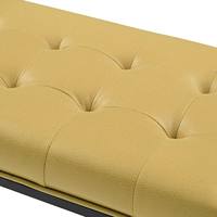 Pouf rectangulaire standard en métal jaune avec assise en tissu doux
