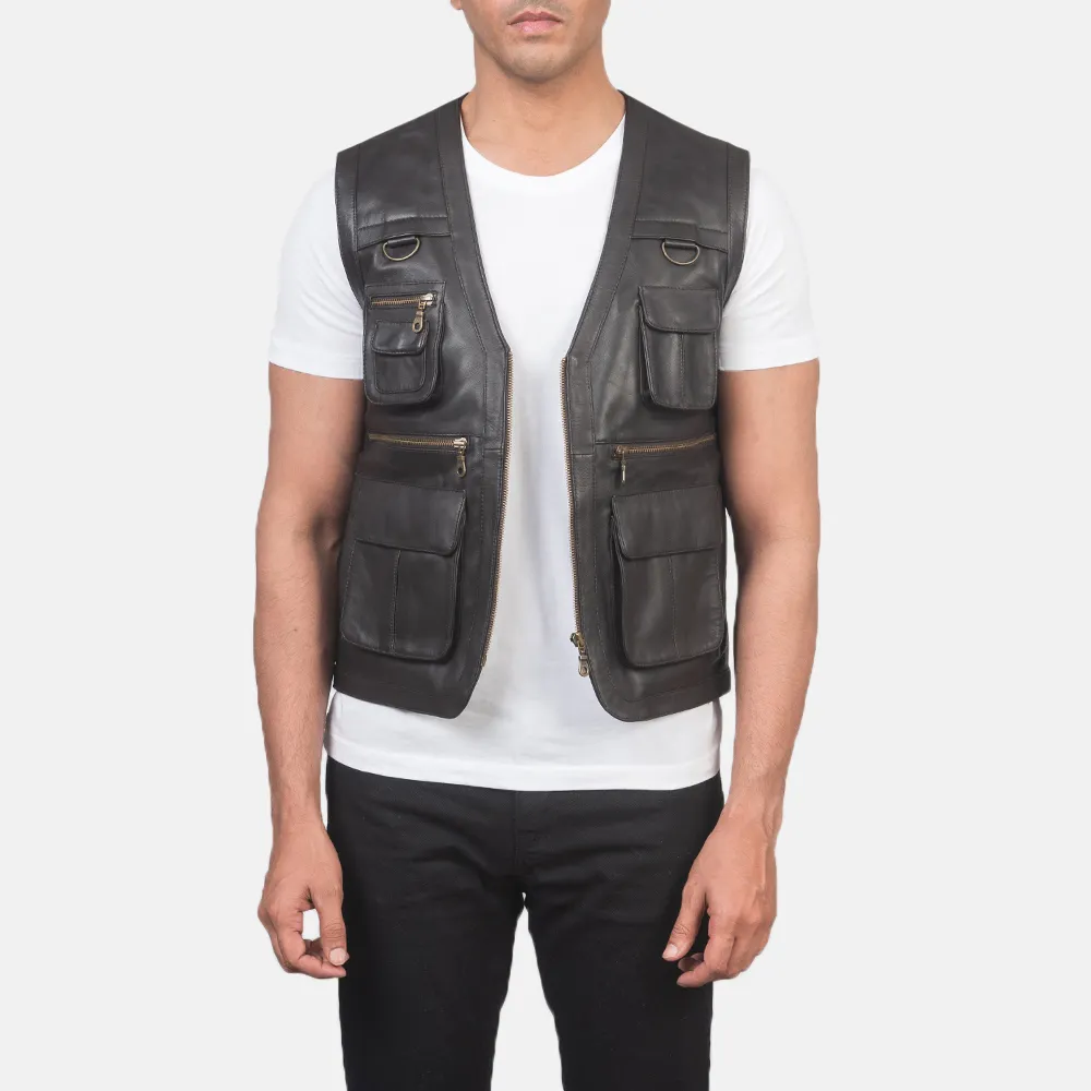 Wholesale Customized Leather Vest & Waistcoat For Men Genuine Cow Skin Leather Vest For Men