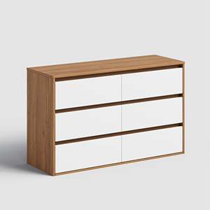Polia Modern <b>6</b>-<b>Drawer</b> Dresser Chest Stainless Steel MDF Extension Table Solid Wood Metal for Bedroom Living Room Home Furniture - Product Image 3