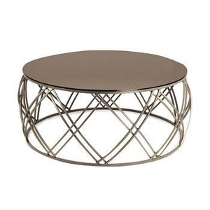 Meubles de salon style moderne, table d'appoint moderne en métal argenté avec pieds ronds en métal - Product Image 4