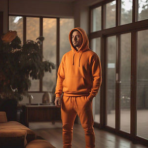 Conjunto de Dos Piezas de Sudadera con Capucha y Pantalones Deportivos para Hombre, Transpirable, Ecológico, de Felpa Gruesa, Estilo Urbano - Product Image 3