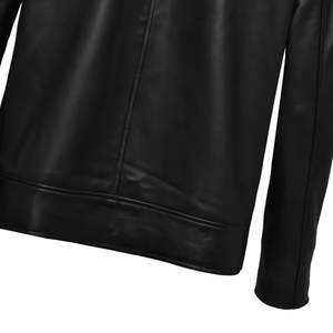 Vente en gros Veste en cuir de couleur unie élégante pour hommes, tenue d'hiver décontractée de haute qualité avec col montant Veste d'hiver à la mode - Product Image 5