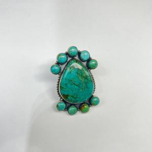 แหวนสีเทอร์ควอยซ์ธรรมชาติแหวนเงินสเตอร์ลิงแหวนสวยงามแหวนแต่งงานแหวนโบฮีเมียแหวนเทอร์ควอยซ์โม925 - Product Image 2