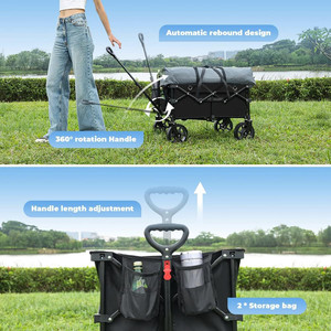 Chariot pliable robuste avec poignée rétractable pour le shopping, le rangement et les outils, conception OEM personnalisable pour la plage - Product Image 3