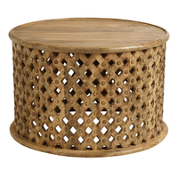 Table basse en bois massif sculpté, design moderne, fait main, durable, hauteur réglable, montage facile, pour salon