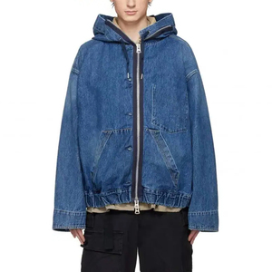 2024 nueva moda de invierno francés Terry Denim Sudadera con capucha de gran tamaño para hombres y mujeres lágrimas suéter chaqueta de peso pesado ropa - Product Image 5