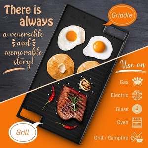 <span class=keywords><strong>Plaque</strong></span> de cuisson en <span class=keywords><strong>fonte</strong></span> pré-assaisonnée professionnelle, antiadhésive, pour une utilisation générale sur cuisinière à gaz et à induction - Product Image 6