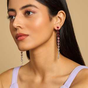 Boucles d'oreilles pendantes en zircon 175052 tendance, religieuses, en acier inoxydable plaqué or, alliage de zinc, perle, émeraude, en forme de cœur, en forme de lettre - Product Image 1