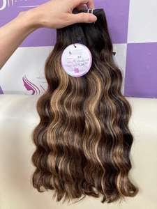 Venta al por mayor máquina de lujo trama cabello vietnamita cutícula alineada, Europeo cabello humano doble dibujado sedoso balayage color OEM ODM - Product Image 2
