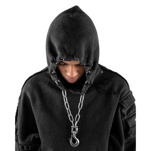 Sweat-shirt à capuche vintage en coton 100% de haute qualité personnalisé avec impression intégrale de graffitis, lavage vintage, effet délavé, pour homme - Product Image 6