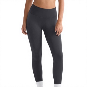 High Waist Seamless Yoga <b>Leggings</b> Full Length Solid <b>Black</b> Spandex Nylon Pants Compression Tummy Control Gym Wear - Product Image 1