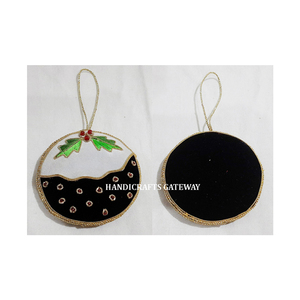 Produit de décoration de Noël très tendance, ornements suspendus faits à la main avec broderie zari pour les décorations de festivals - Product Image 1