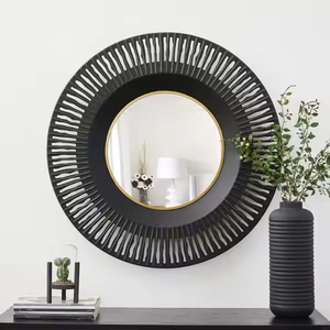 Miroir mural en métal de style design moderne de couleur noire avec une forme personnalisée unique pour la chambre et la salle de bain - Product Image 2