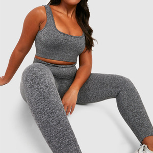 MESS SPORTS Plus Active Wear Seam-Free Rib Sports Bra for Women-2024 Fitness Workout <b>Crop</b> <b>Top</b> Plus Size Quick Dry & Breathable - Product Image 4