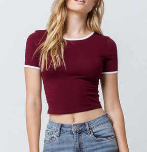 Nueva Camiseta corta de manga corta de Color liso de calidad premium de manga larga con aspecto elegante, la mejor Camiseta corta de manga corta para mujer - Product Image 2