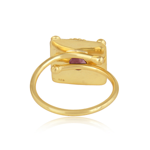 Nuevo diseño 925 plata esterlina 18K chapado en oro Natural turmalina Rosa piedra preciosa anillo apilable fabricante de joyas - Product Image 4