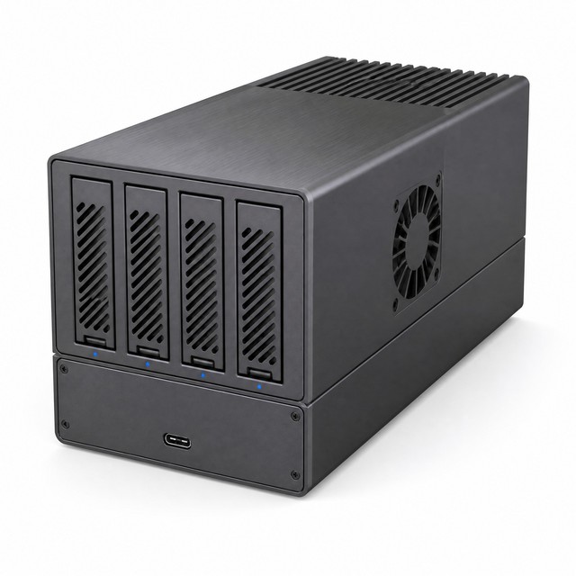 USB4 40Gbps 4 Bay M.2 NVMe SSD Enclosure RAID HDD Case with Active Cooling Fan Thunderbolt 3 4 Drive Storage