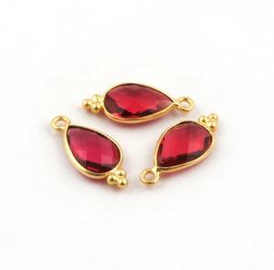 Colgante de pera de cuarzo rosa Piedra preciosa 12x8mm Forma de pera Briolette Cut 18K Oro Vermeil 925 Conjunto de bisel de plata esterlina Encanto de moda - Product Image 1