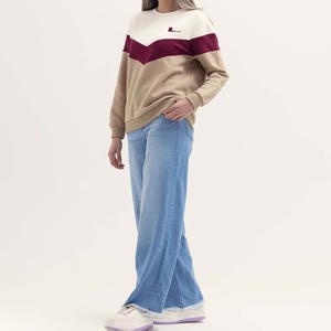 เสื้อสเวตเตอร์คอกลมปักสีบล็อกคอกลมผ้าโพลีเอสเตอร์สำหรับฤดูหนาว - Product Image 3