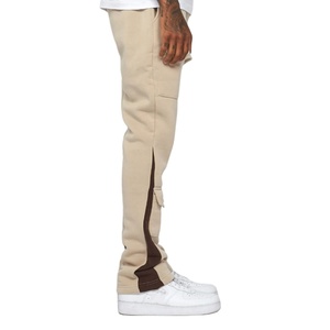 Fashion Flare Jogger Pants Men Cotton Fleece Wide Leg Streetwear Casual Sweatpants Custom OEM Private Label Factory Manufacturer - Product Image 3