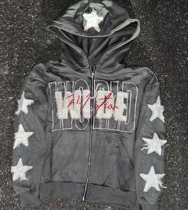 Sudadera con capucha de forro polar de invierno con orificios para los pulgares y bordado personalizado, conjunto de chándal de peso pesado para hombre, ropa urbana con logotipo al por mayor - Product Image 2