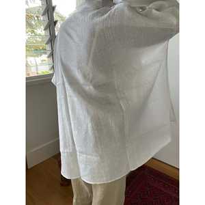 Camisa Blanca de Lino y Popelina de Algodón, Estilo Casual con Decoración de Botones, Talla Única para Primavera/Verano y Otoño - Product Image 5