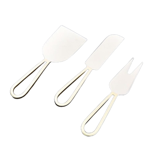 Ensemble à fromage en métal plaqué argent avec marbre blanc et manche en bois, trancheuse à fromage de table, ensemble à tartiner le beurre - Product Image 5