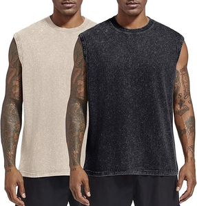 Camiseta sin mangas de alta calidad para hombre, 100% algodón, tejido ecológico, transpirable, lavado ácido, informal, para culturismo y gimnasio. - Product Image 1