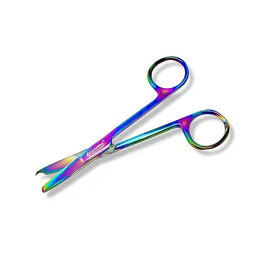 Cynamed-Nähte Stich-Schere mit Multicolor/Regenbogen-Titan-Beschichtung  Premium-Qualitätswerkzeug neu hochdelikates Haken
