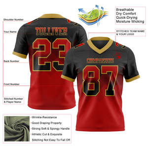 Maillot de football américain personnalisé pour le jour du match en maille respirante avec impression de drapeau et ajustement de forme carrée de style dégradé authentique - Product Image 4