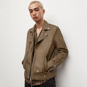 2025 nouveau Design hommes haute qualité en peau de mouton veste en cuir Logo personnalisé col montant hiver haute rue Style - Product Image 3