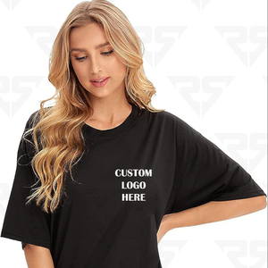 T-shirts à manches courtes en coton pour femmes T-shirts amples avec logo et design personnalisés OEM pour dames à col rond - Product Image 1