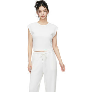 Ensemble décontracté côtelé pour femme, haut sans manches et short, 100 % coton, séchage rapide, vente en gros directe usine - Product Image 1