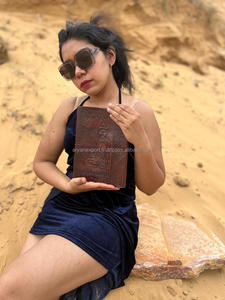 Nuevo diario de cierre de hilo seguro de cuero en relieve con herramientas manuales reales, diario de Poesía de viaje largo de cuero Vintage tradicional bohemio - Product Image 3