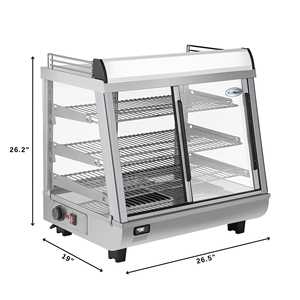 Exhibidor de Vidrio con Calefacción para Mostrador de 26 Pulgadas, 6.5 Pies Cúbicos Pies Equipo de Calentamiento y Mantenimiento de Temperatura de Acero Inoxidable (HDC-3C-SS) - Product Image 6