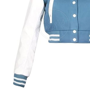 Venta al por mayor Casual Outwear Crop Letterman Jacket Stand Collar a prueba de viento y procesamiento de punto Venta caliente - Product Image 6