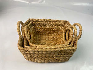 Juego de 3 cestas de almacenamiento rectangulares de jacinto de agua - Product Image 2