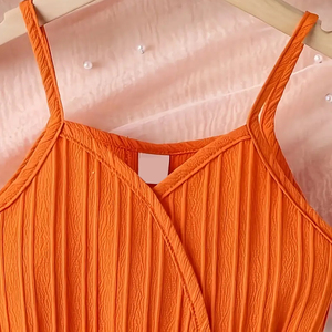 Vente en gros de robes mi-longues décontractées modernes teintes unies pour filles âgées de 12 ans et plus - Product Image 3