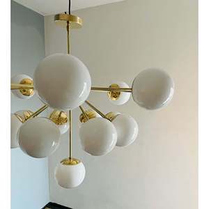 Lustre Sputnik en laiton poli à 17 bras fait à la main, hauteur de 30 pouces, largeur de 40 pouces, matériau de qualité supérieure pour un éclairage élégant - Product Image 4