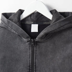 Streetwear Vintage surdimensionné en détresse lavage à l'acide hiver brodé Double manches à capuche hommes usine meilleure qualité conception - Product Image 3