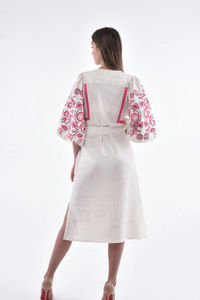 Robe bohème en lin brodé robe longue ukrainienne Vyshyvanka grande taille été court formel imprimé polyester/coton gland - Product Image 4