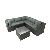 Set Sofa Modular Rotan/Wicker Desain Mewah Premium Gaya Modern Furnitur Luar Ruangan untuk Apartemen Villa Harga Terjangkau