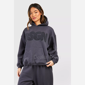 80% coton 20% Polyester Chenille brodé lettres personnalisé Streetwear pull femmes sweat à capuche tombé hiver sweat dos - Product Image 1