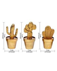 Ensemble de décoration cactus doré en mini pots parfait pour la décoration de table aspect luxueux fait à la main et fini Vase à fleurs sculpté - Product Image 4