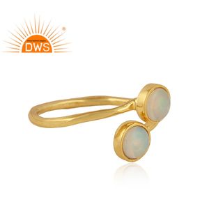 Anillo ajustable de piedras preciosas de ópalo etíope Natural chapado en oro de 18 quilates de plata de ley de gran venta, joyería para mujer, regalo para ella - Product Image 3