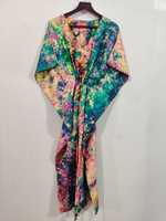Nouveau Kaftan en soie Pure 100%, sarouel Tie-dye, mode femmes, vêtements de plage, Bikini, Kaftan Long
