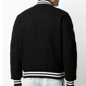 Vestes universitaires pour hommes à col en V, logo personnalisé sur le devant, veste varsity en toile, veste de sport unie, vente en gros - Product Image 3