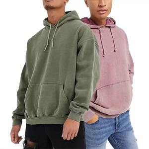 Sudadera con capucha con logotipo personalizado OEM, lavado con ácido, lavado a la piedra, estilo Vintage sobreteñido, de gran tamaño, transpirable, con cordones, cuello con capucha - Product Image 4