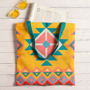 Vivid <b>Abstract</b> Cotton <b>Canvas</b> Tote Bags with Zipper Closure - Product Image 2
